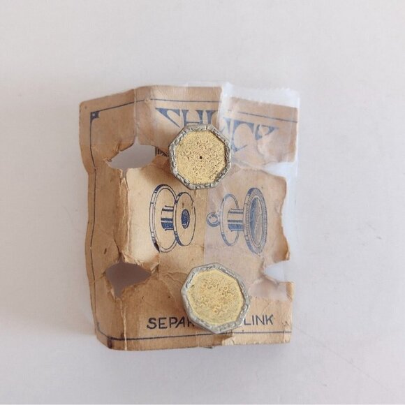 Antique Other - Antique Vintage Separable Links Snap Cufflinks Gold Silver Tone Octagon